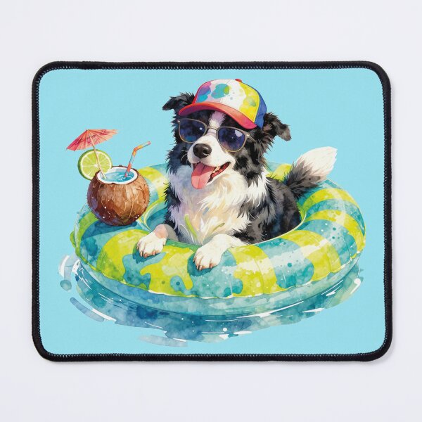 Item preview, Watercolor Border Collie Cool Dog Coconut Drink Pool Float designed and sold by WildArtIT.