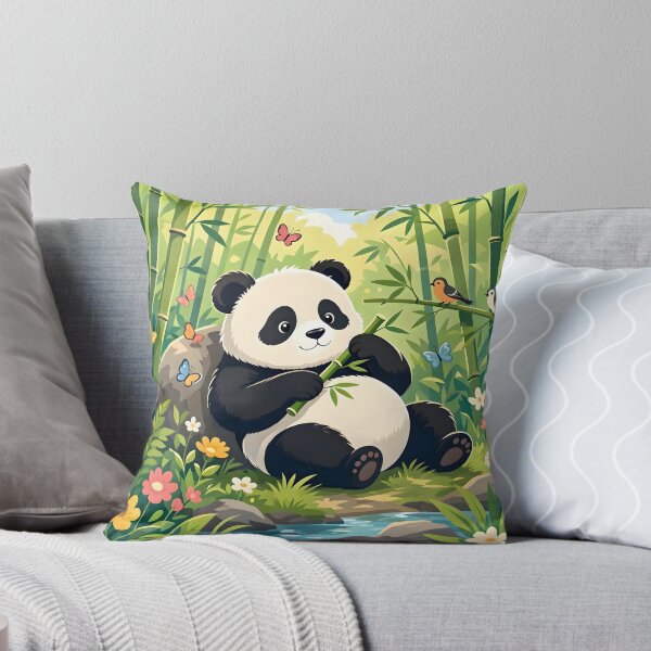 Item preview, Cute Panda in Bamboo Forest Illustration designed and sold by Herodestroyer.