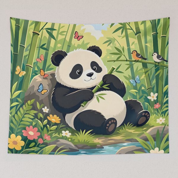 Item preview, Cute Panda in Bamboo Forest Illustration designed and sold by Herodestroyer.