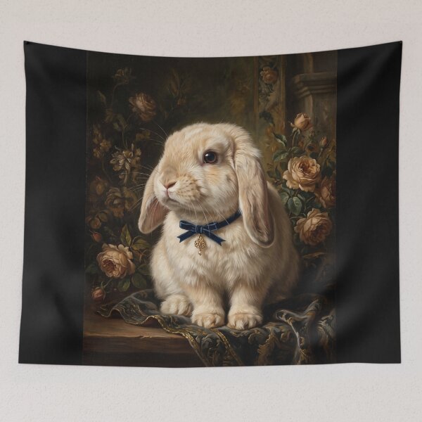 Item preview, Noble Lop Rabbit with Blue Velvet Bow designed and sold by Real Beast Art.