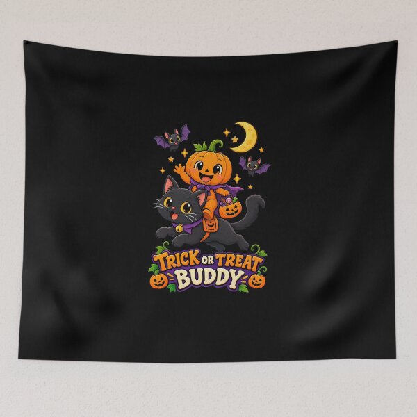 Item preview, Trick or Treat Buddy Halloween Cat designed and sold by FreshPixelArt.