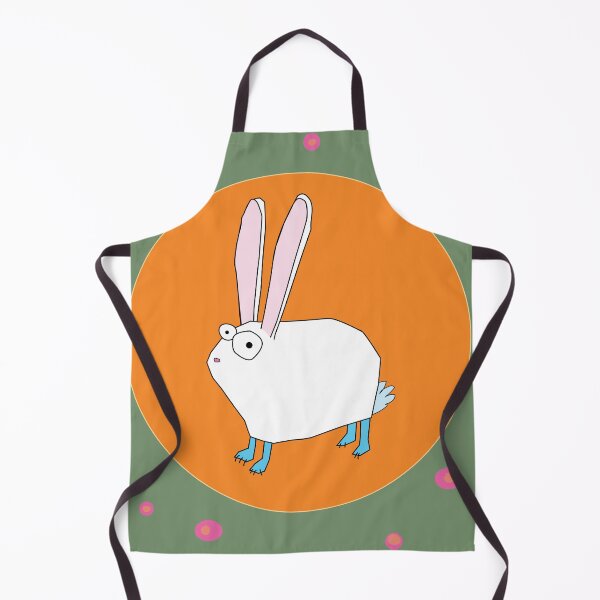 Item preview, white bunny with blue feet, orange and green background designed and sold by Art by Stiff.