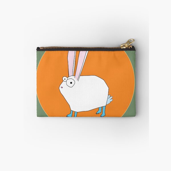 Item preview, white bunny with blue feet, orange and green background designed and sold by Art by Stiff.