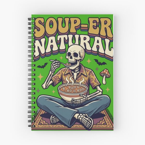 Item preview, Soup-er Natural - Funny Skeleton Eating Boo Alphabet Soup Retro Vintage Art designed and sold by LUKOWEAR.