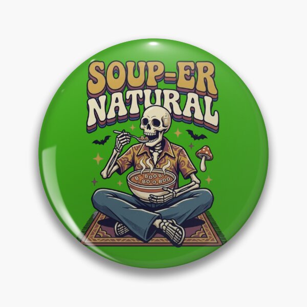 Item preview, Soup-er Natural - Funny Skeleton Eating Boo Alphabet Soup Retro Vintage Art designed and sold by LUKOWEAR.