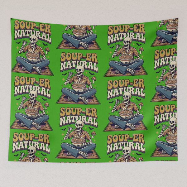 Item preview, Soup-er Natural - Funny Skeleton Eating Boo Alphabet Soup Retro Vintage Art designed and sold by LUKOWEAR.