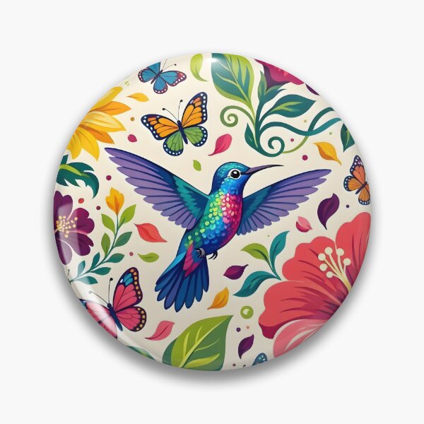 Item preview, Colorful Hummingbird and Tropical Flowers Illustration designed and sold by Herodestroyer.