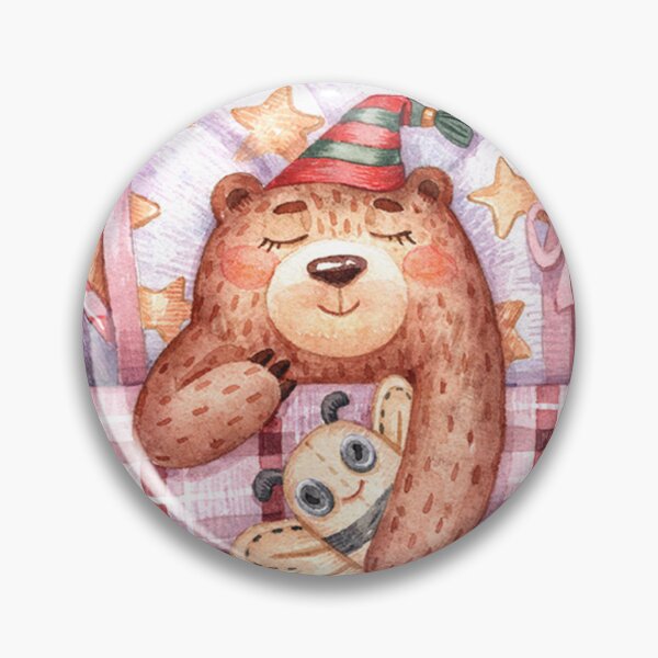 Item preview, Christmas Bear with Bee Toy Watercolor Illustration designed and sold by White Rabbit Design .