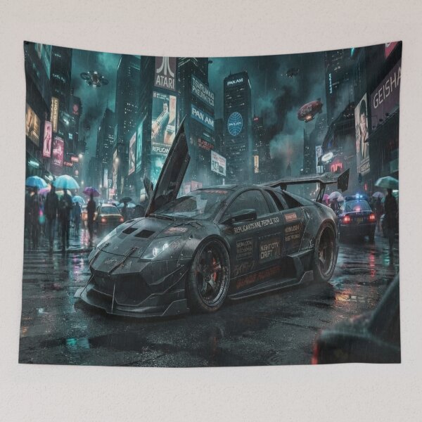 Item preview, Cyberpunk Emerald Night - Futuristic Hypercar Neon Art designed and sold by JMAVILA ART.