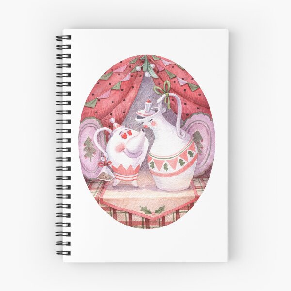 Item preview, Christmas Tea Party Watercolor Illustration with Cute Teapots designed and sold by White Rabbit Design .