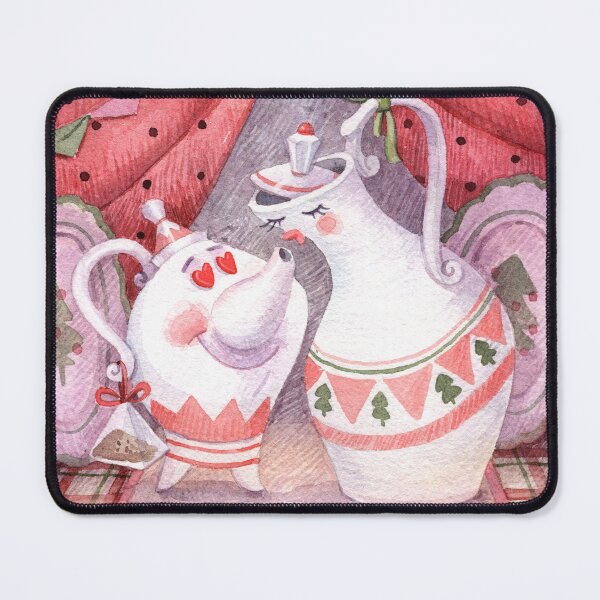 Item preview, Christmas Tea Party Watercolor Illustration with Cute Teapots designed and sold by White Rabbit Design .