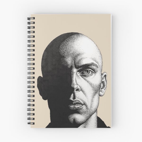 Item preview, Chiaroscuro Bald Male Portrait - Stippling Ink Fine Art designed and sold by gayishdesign.