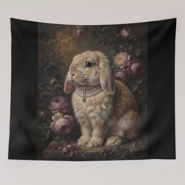 Item preview, Noble Lop Rabbit with Emerald Pearl Necklace designed and sold by Real Beast Art.