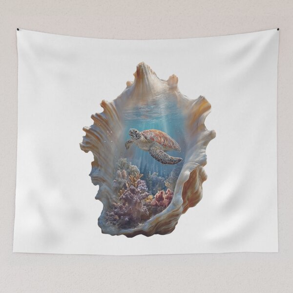Item preview, Ocean Turtle in Seashell Coral Reef  designed and sold by LC&LCPlatform.