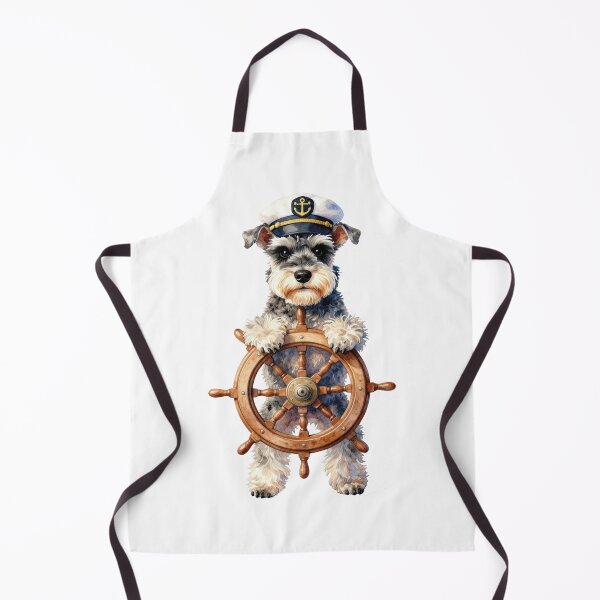 Item preview, Watercolor Cute Schnauzer Dog Captain Ship Wheel designed and sold by WildArtIT.
