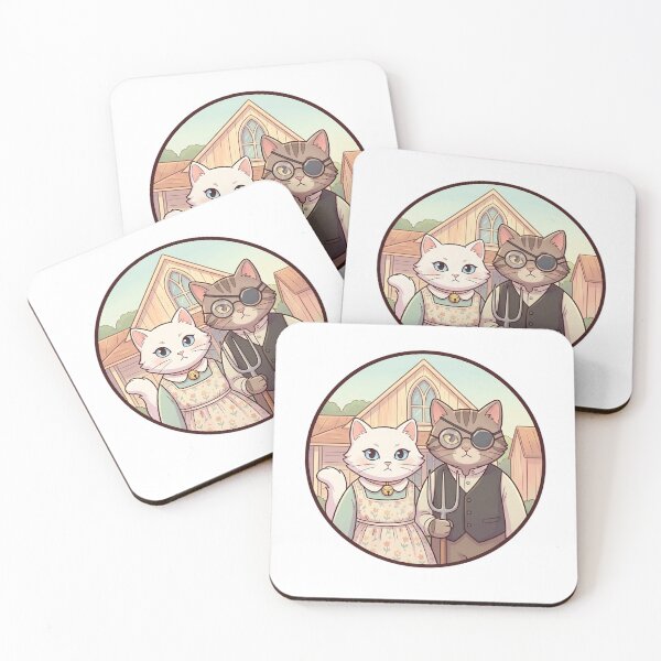 Item preview, Smilla & Fiete in American Gothic – Cat Art Parody designed and sold by 1smillaundfiete.