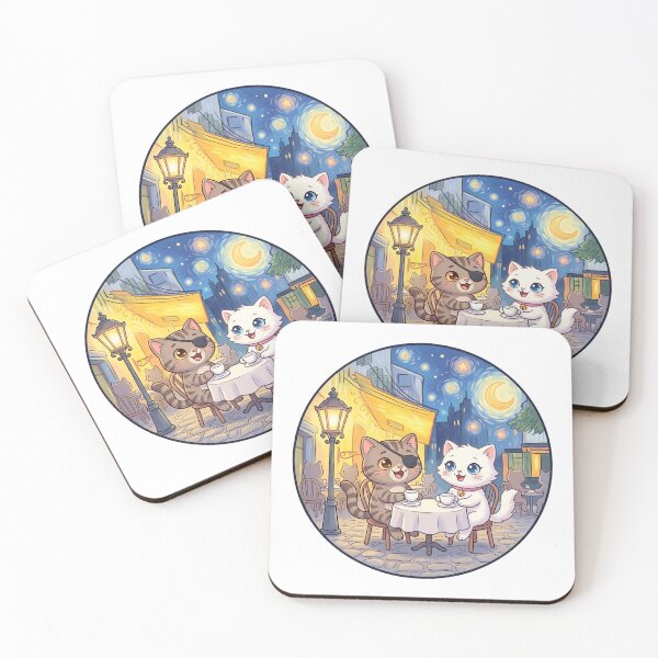 Item preview, Smilla & Fiete under Starry Night – Cat Café Art designed and sold by 1smillaundfiete.