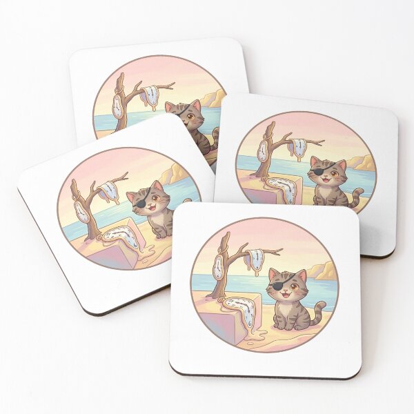 Item preview, Cat in Dalí’s Melting Clocks – Surreal Cat Art designed and sold by 1smillaundfiete.