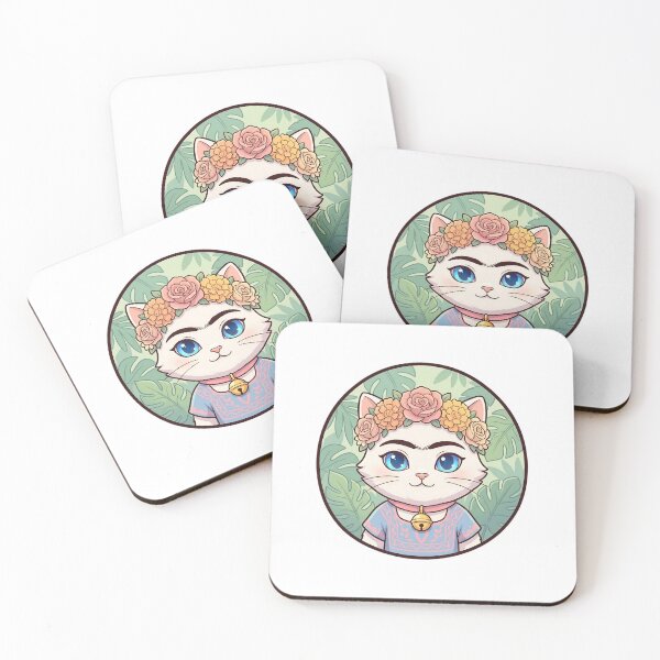 Item preview, Frida Kahlo – Floral Cat Portrait designed and sold by 1smillaundfiete.