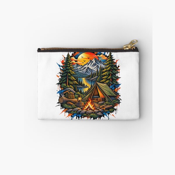 Item preview, Mountain Camping Campfire Sunset Wilderness Adventure Art designed and sold by shemodas.