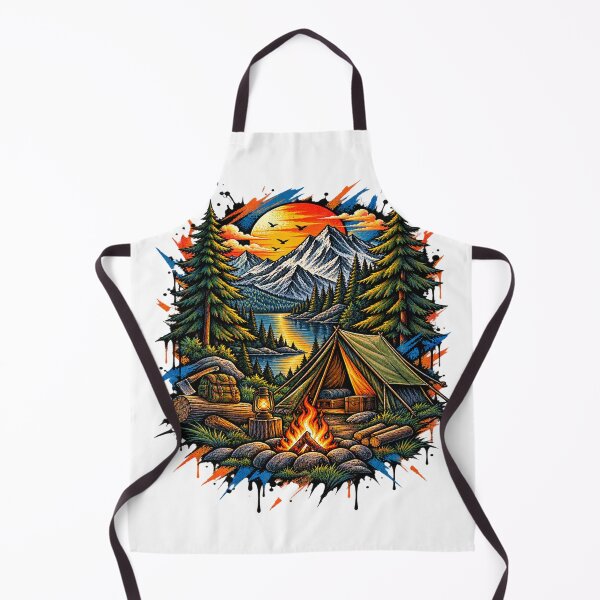 Item preview, Mountain Camping Campfire Sunset Wilderness Adventure Art designed and sold by shemodas.