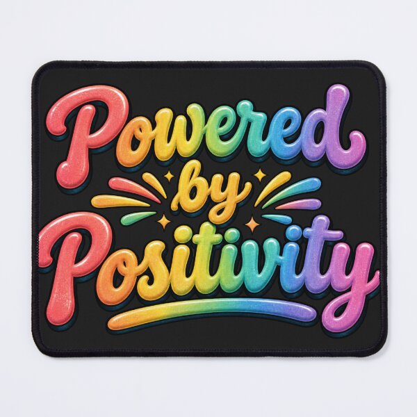 Item preview, Powered by Positivity Colorful Rainbow Slogan designed and sold by shorethings.