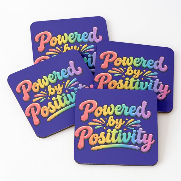 Item preview, Powered by Positivity Colorful Rainbow Slogan designed and sold by shorethings.