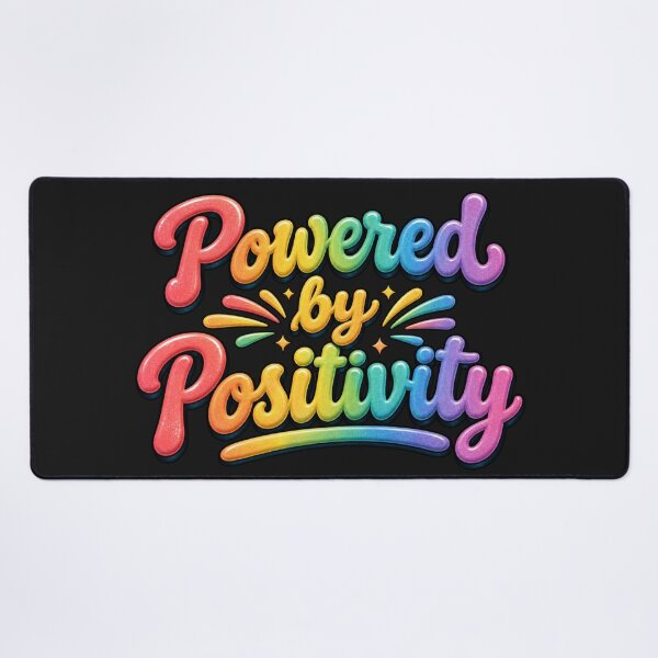 Item preview, Powered by Positivity Colorful Rainbow Slogan designed and sold by shorethings.