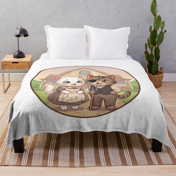Item preview, Smilla & Fiete in American Gothic – Happy Cat Art Parody designed and sold by 1smillaundfiete.
