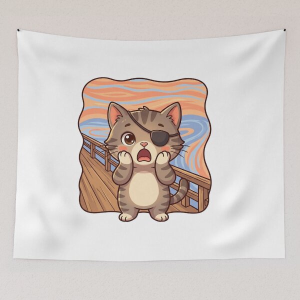 Item preview, Cat in The Scream – Funny Art Parody designed and sold by 1smillaundfiete.