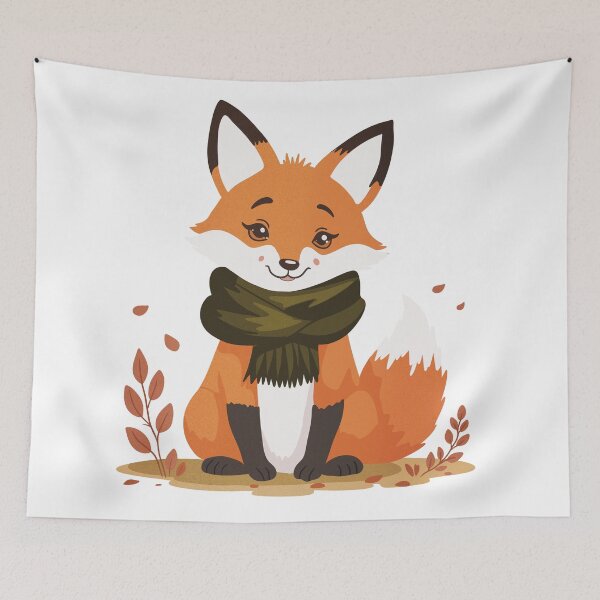 Item preview, Cozy Fox with Scarf Illustration designed and sold by DinaArtStudio.
