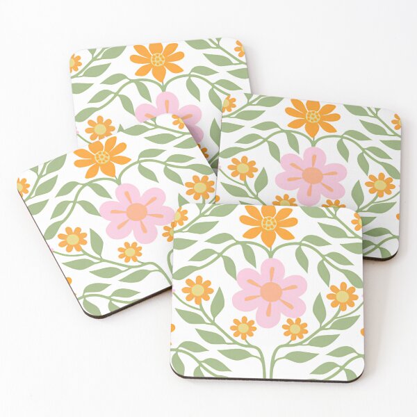 Item preview, Cute Pastel Orange Daisy & Sage Green Floral Seamless Pattern designed and sold by LuxocaDesigns24.