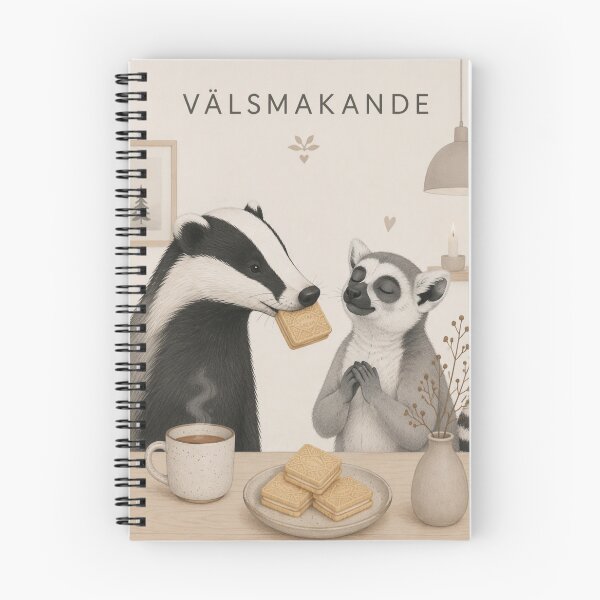 Item preview, Hygge Lemur, Badger & Custard Creams "DELICIOUS" Portrait designed and sold by NickWhittleArt.