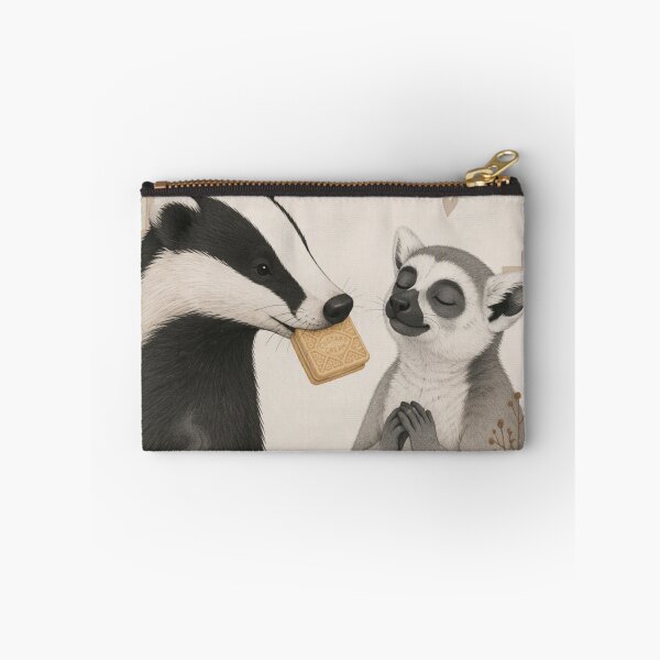Item preview, Hygge Lemur, Badger & Custard Creams "DELICIOUS" Portrait designed and sold by NickWhittleArt.