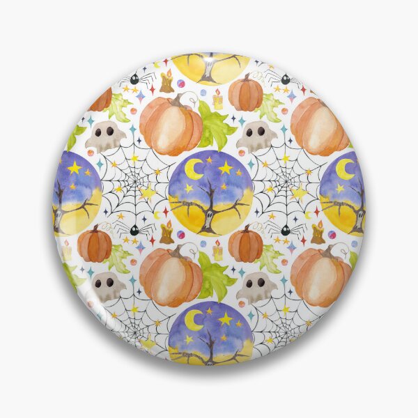 Item preview, Cute Watercolor Halloween Seamless Pattern with Pumpkins, Ghosts, and Spooky Moon designed and sold by SvitlanaSolo.