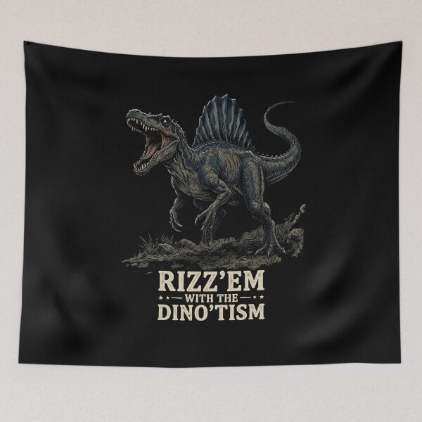 Item preview, Rizz'em With The Dino'tism Dinosaur Meme Neurodiversity Pun designed and sold by w66aboo.
