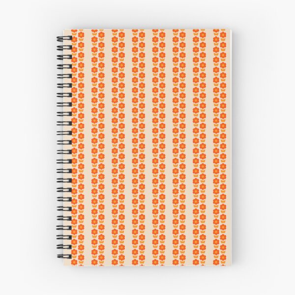Item preview, Retro 70s Floral Stripes Jonnty Flower Vertical Pattern in Orange and Beige designed and sold by kierkegaard.