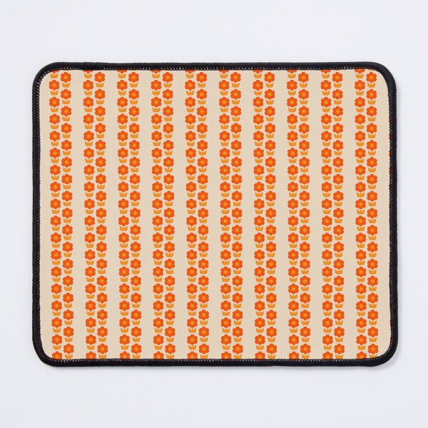 Item preview, Retro 70s Floral Stripes Jonnty Flower Vertical Pattern in Orange and Beige designed and sold by kierkegaard.