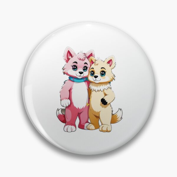 Item preview, Kawaii Fursuit Duo Sticker | Cute Furry Fox Wolf Characters | Pastel Pink Gold Furry Art Sticker designed and sold by HOODYBUDSTYLES.