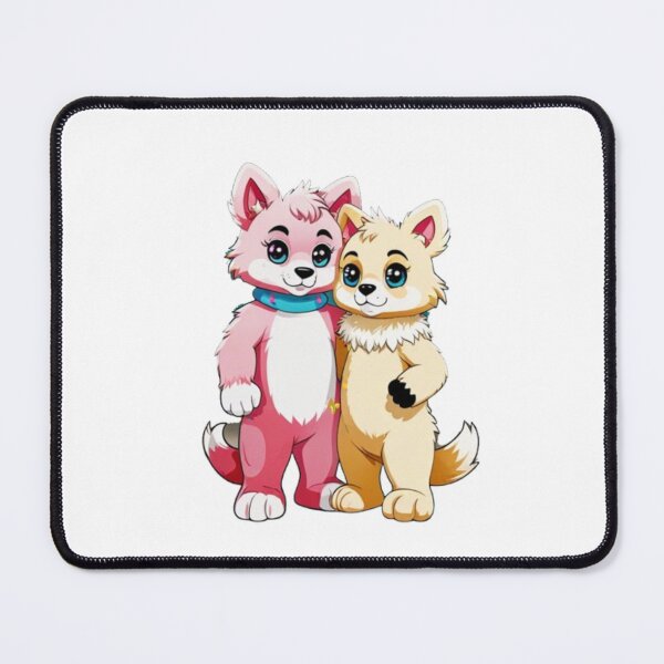 Item preview, Kawaii Fursuit Duo Sticker | Cute Furry Fox Wolf Characters | Pastel Pink Gold Furry Art Sticker designed and sold by HOODYBUDSTYLES.