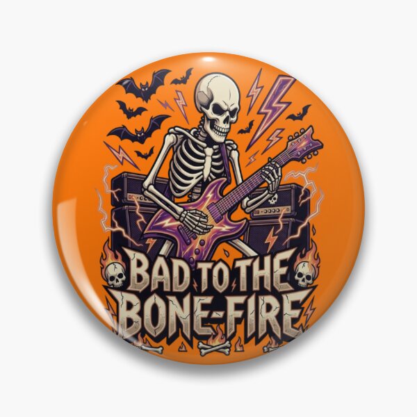 Item preview, Bad To The Bone-Fire - Heavy Metal Rocker Skeleton Playing Electric Guitar designed and sold by LUKOWEAR.