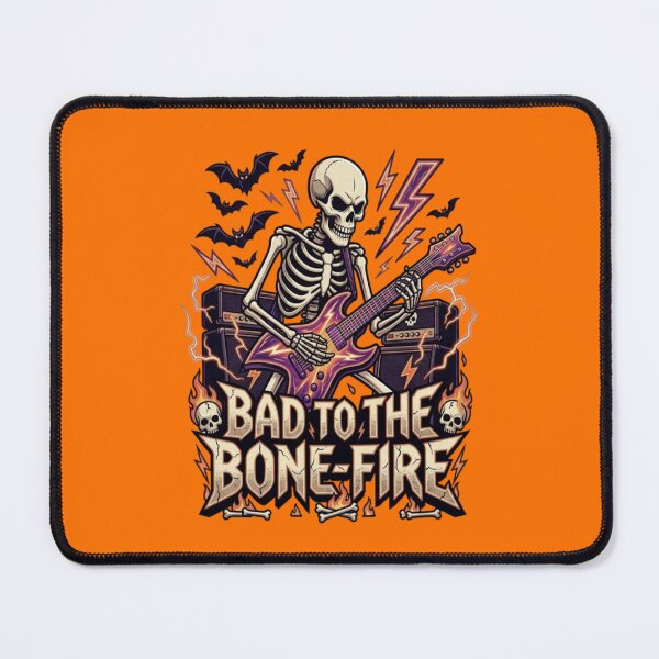 Item preview, Bad To The Bone-Fire - Heavy Metal Rocker Skeleton Playing Electric Guitar designed and sold by LUKOWEAR.