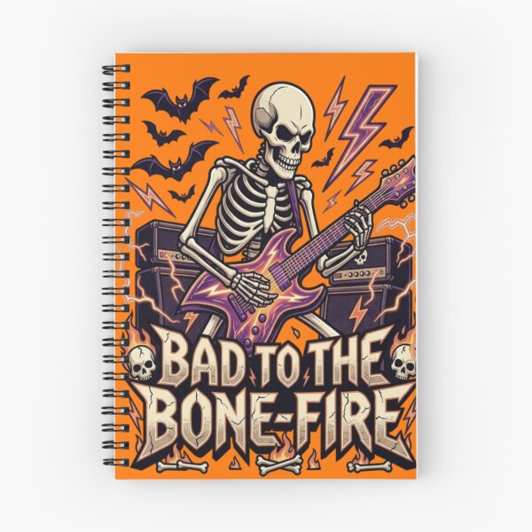 Item preview, Bad To The Bone-Fire - Heavy Metal Rocker Skeleton Playing Electric Guitar designed and sold by LUKOWEAR.
