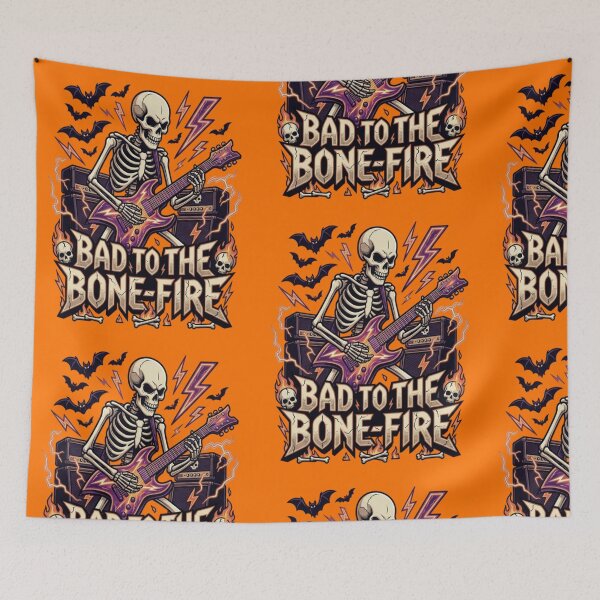 Item preview, Bad To The Bone-Fire - Heavy Metal Rocker Skeleton Playing Electric Guitar designed and sold by LUKOWEAR.