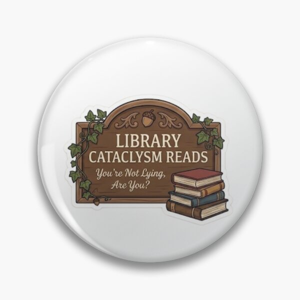 Item preview, Library Cataclysm Reads Wooden Plaque Sticker designed and sold by Wardapotomus.