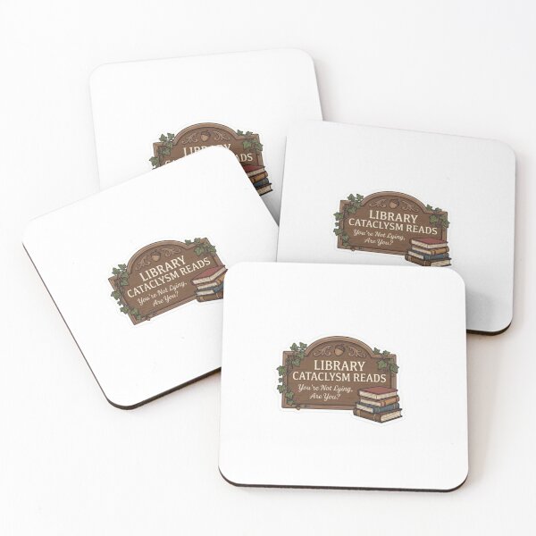 Item preview, Library Cataclysm Reads Wooden Plaque Sticker designed and sold by Wardapotomus.