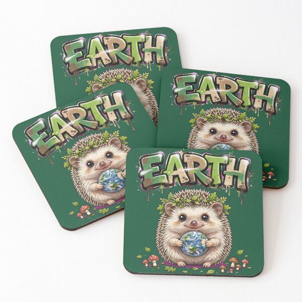 Item preview, Earth Day Graffiti Hedgehog Globe Leaves designed and sold by Surviving Monday Club.