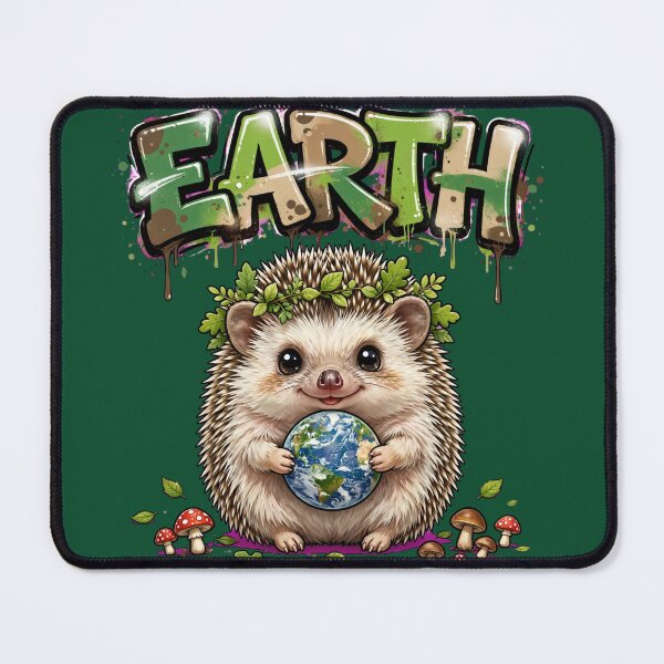Item preview, Earth Day Graffiti Hedgehog Globe Leaves designed and sold by Surviving Monday Club.