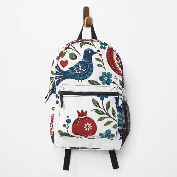 Item preview, Folk Art Pomegranate Birds Vase Design designed and sold by Gold Turtle Lina.