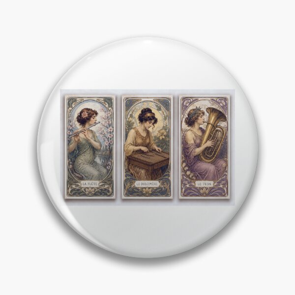 Item preview, Art Nouveau Style Musicians FDT- Flute, Dulcimer & Tuba designed and sold by 3rdBirdInk.